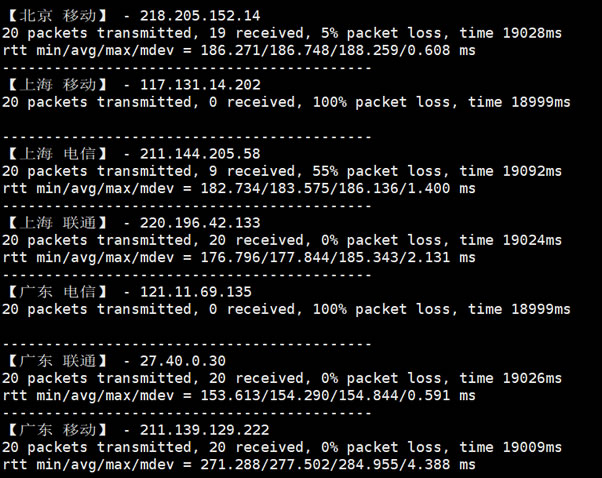 洛杉矶QNET 国内节点路由测试